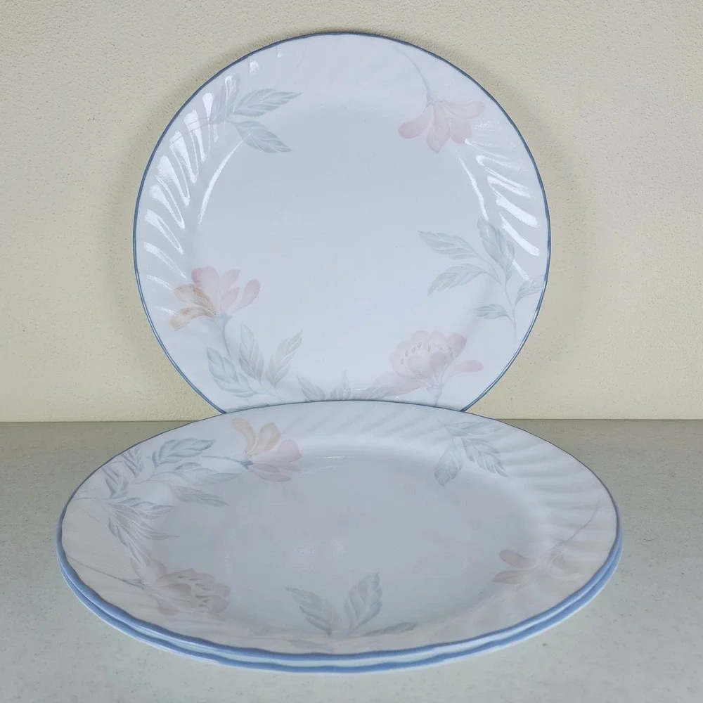 3 Pink Trio Pattern Corelle by Corning Dinner Plates 10